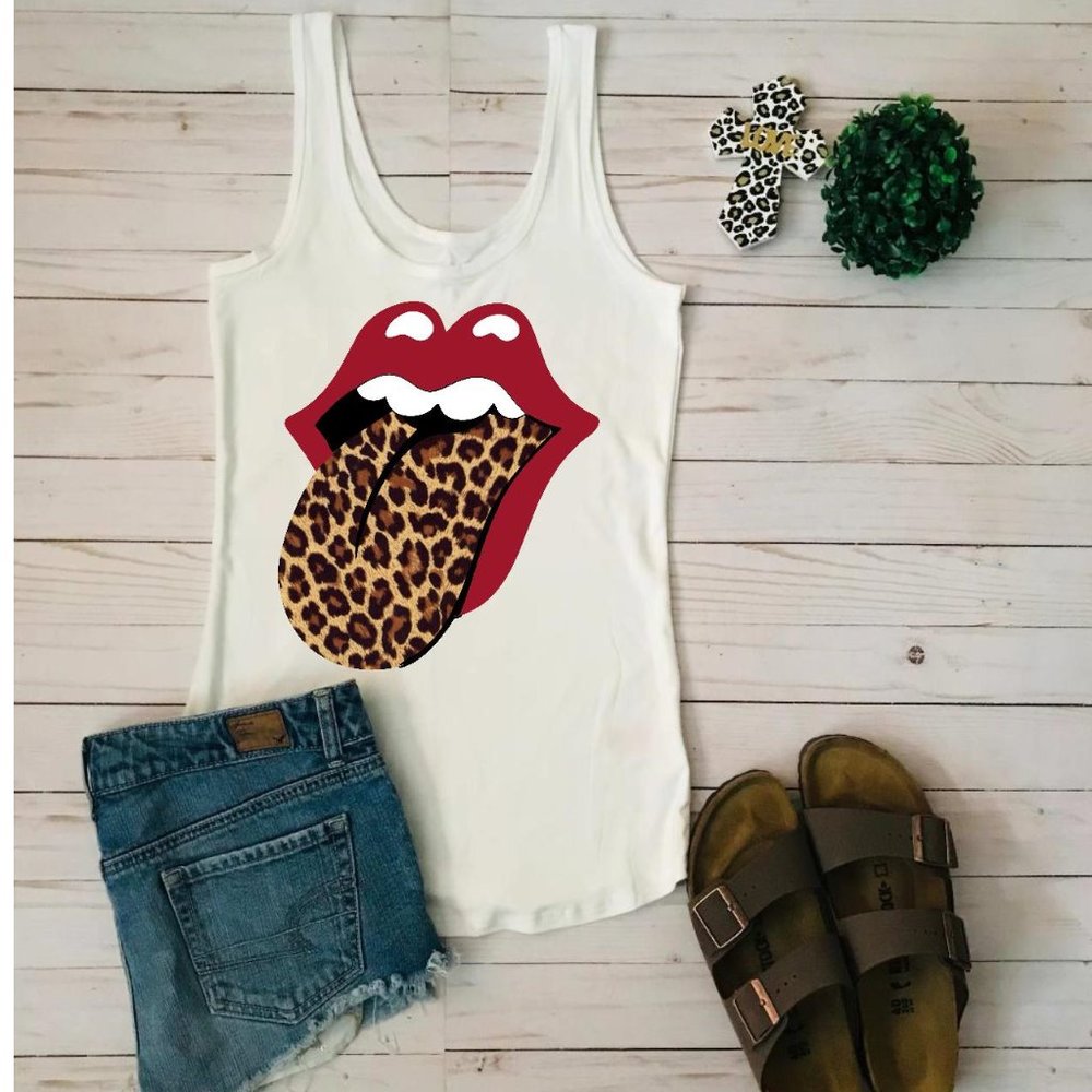 Red Lips Leopard Tongue Tank